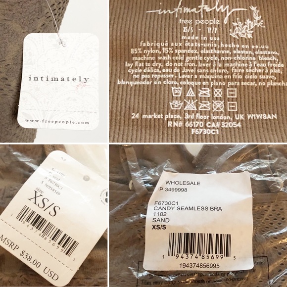NWT INTIMATELY FREE PEOPLE Candy Textured Seamless Bralette in Sand XS/S - Picture 14 of 16